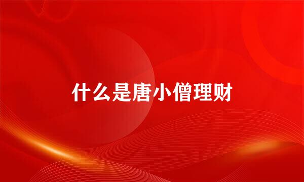 什么是唐小僧理财