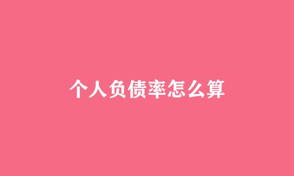 个人负债率怎么算