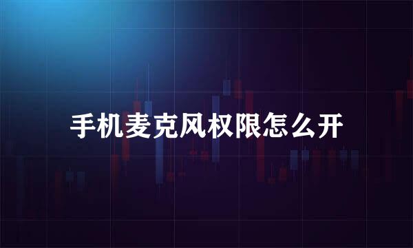 手机麦克风权限怎么开