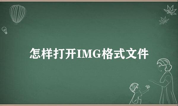 怎样打开IMG格式文件