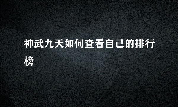 神武九天如何查看自己的排行榜