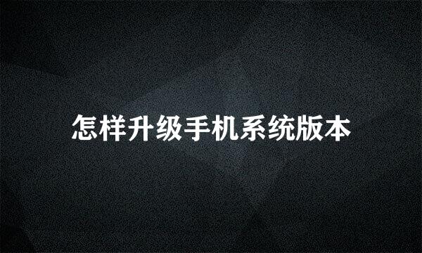 怎样升级手机系统版本