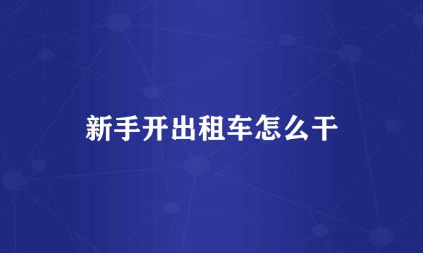 新手开出租车怎么干