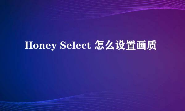 Honey Select 怎么设置画质