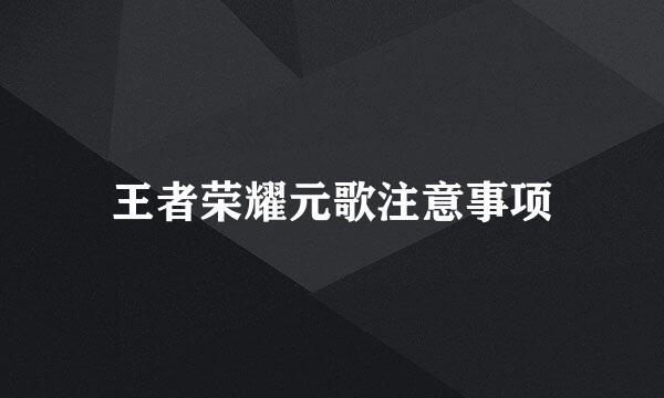王者荣耀元歌注意事项