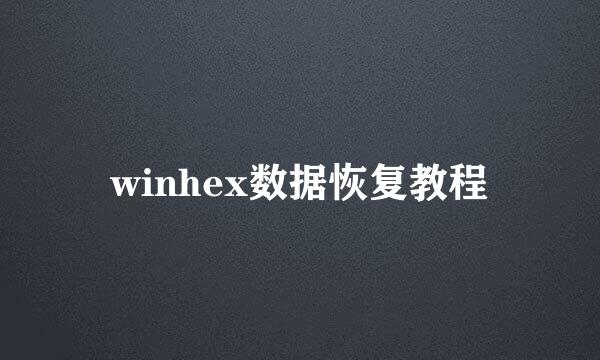winhex数据恢复教程