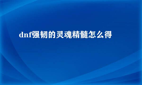 dnf强韧的灵魂精髓怎么得