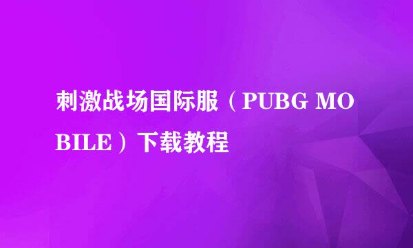 刺激战场国际服（PUBG MOBILE）下载教程