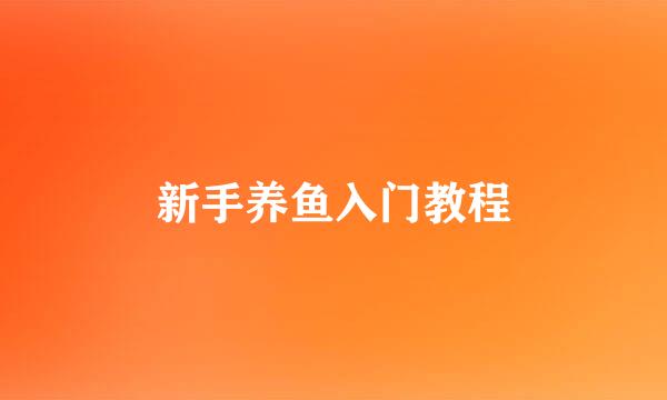 新手养鱼入门教程