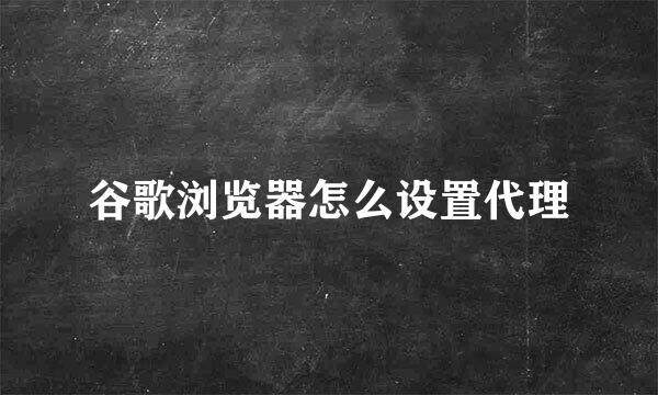 谷歌浏览器怎么设置代理