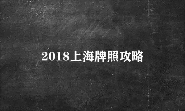 2018上海牌照攻略