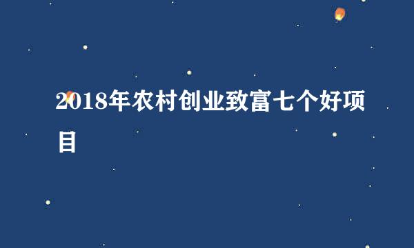 2018年农村创业致富七个好项目