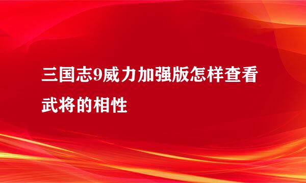 三国志9威力加强版怎样查看武将的相性