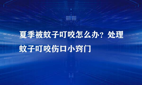 夏季被蚊子叮咬怎么办？处理蚊子叮咬伤口小窍门