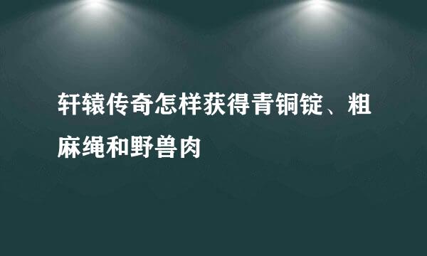 轩辕传奇怎样获得青铜锭、粗麻绳和野兽肉