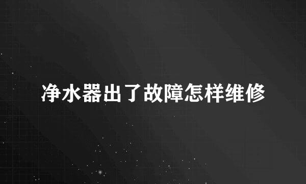 净水器出了故障怎样维修