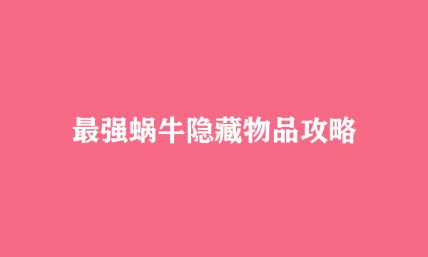 最强蜗牛隐藏物品攻略