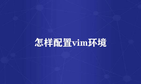 怎样配置vim环境