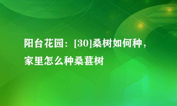 阳台花园：[30]桑树如何种，家里怎么种桑葚树