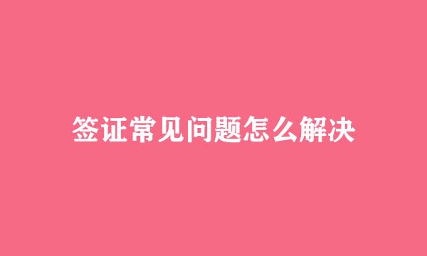 签证常见问题怎么解决