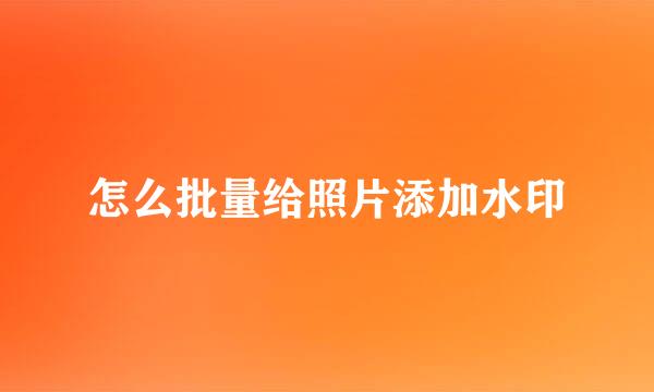 怎么批量给照片添加水印