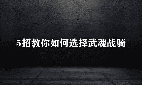 5招教你如何选择武魂战骑