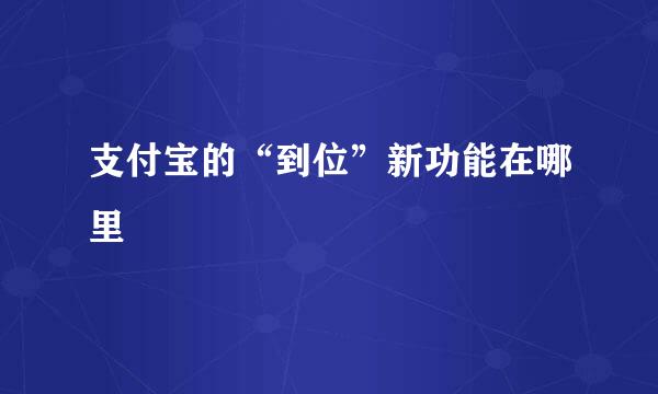 支付宝的“到位”新功能在哪里