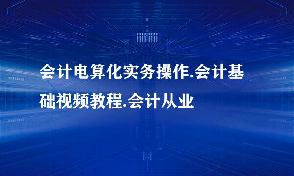 会计电算化实务操作.会计基础视频教程.会计从业