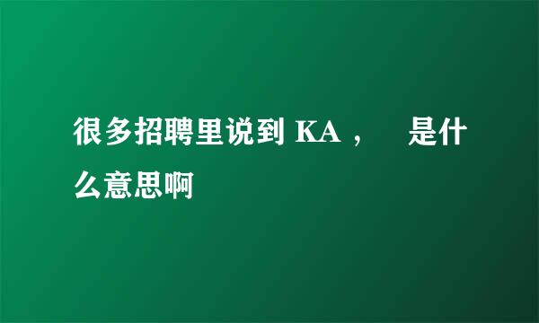 很多招聘里说到 KA ，   是什么意思啊