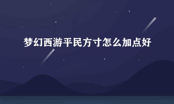 梦幻西游平民方寸怎么加点好