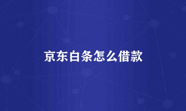 京东白条怎么借款
