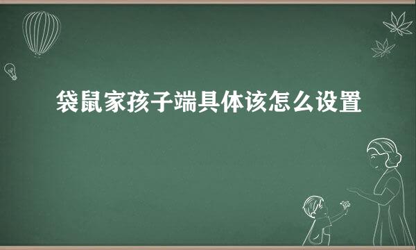 袋鼠家孩子端具体该怎么设置