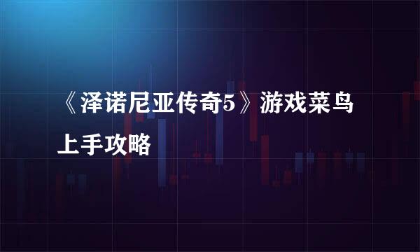 《泽诺尼亚传奇5》游戏菜鸟上手攻略