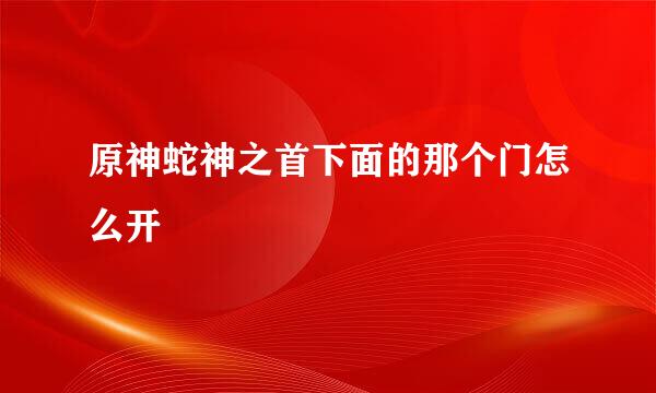 原神蛇神之首下面的那个门怎么开
