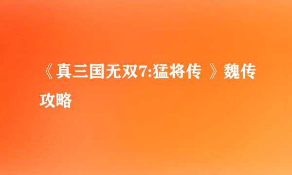 《真三国无双7:猛将传 》魏传攻略