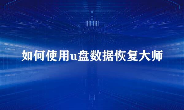 如何使用u盘数据恢复大师
