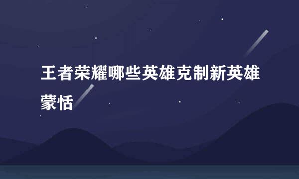 王者荣耀哪些英雄克制新英雄蒙恬