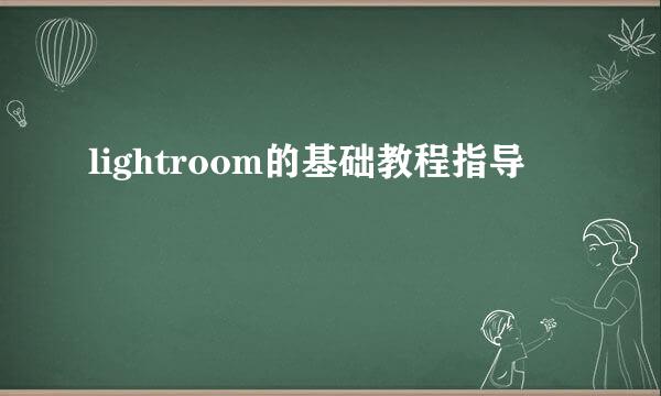 lightroom的基础教程指导