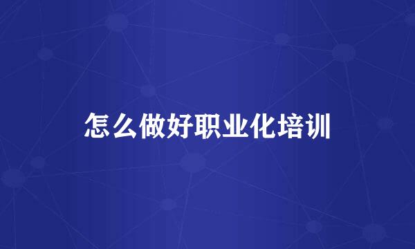 怎么做好职业化培训