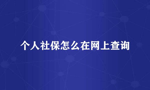 个人社保怎么在网上查询