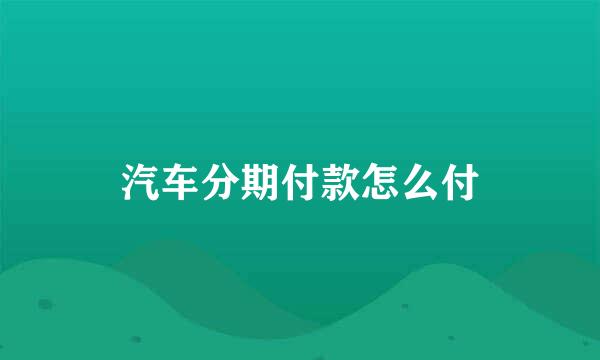 汽车分期付款怎么付