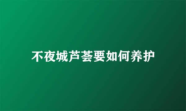 不夜城芦荟要如何养护