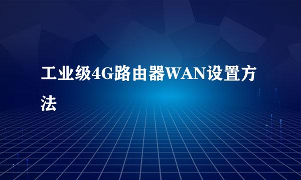 工业级4G路由器WAN设置方法