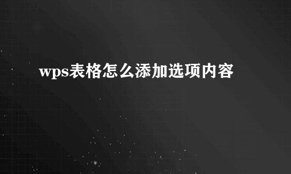wps表格怎么添加选项内容