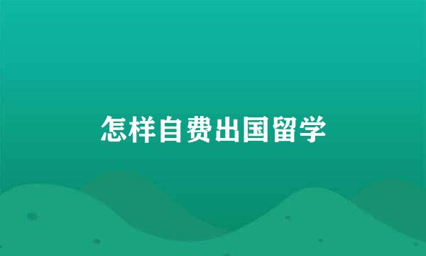 怎样自费出国留学