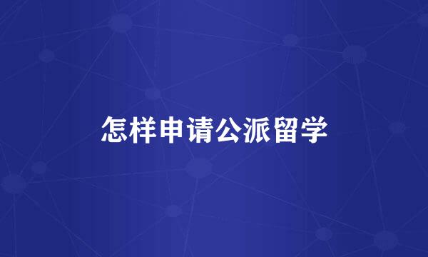 怎样申请公派留学