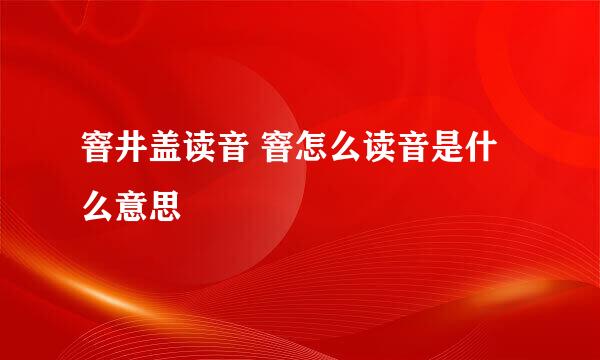 窨井盖读音 窨怎么读音是什么意思