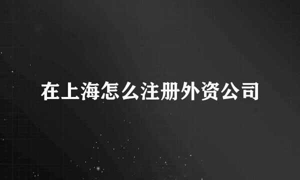 在上海怎么注册外资公司