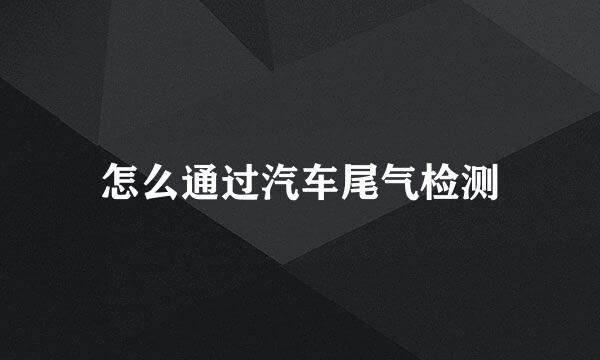 怎么通过汽车尾气检测