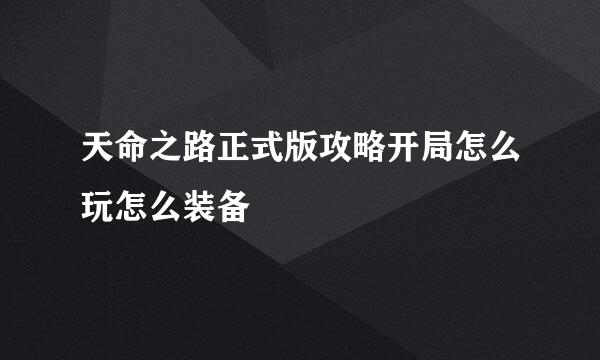 天命之路正式版攻略开局怎么玩怎么装备